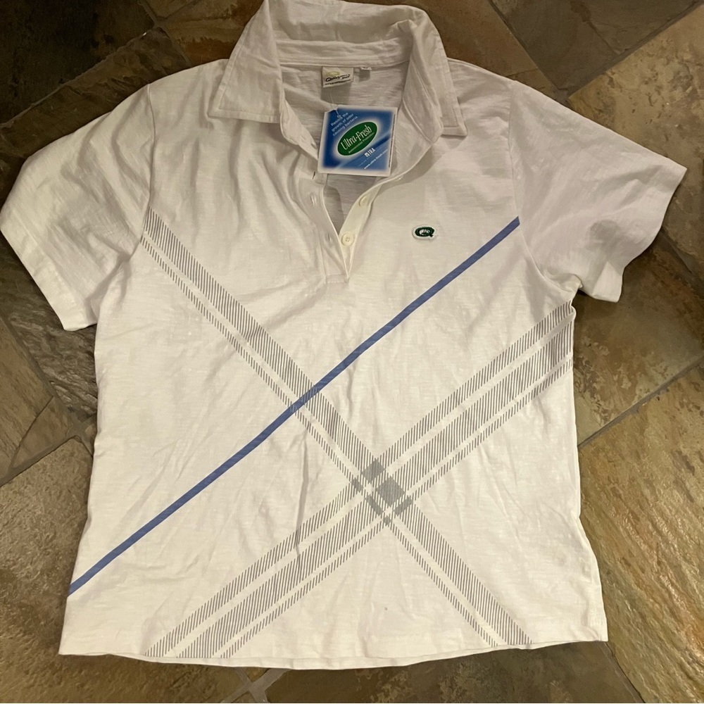 Quagmire white golf shirt. Short sleeve collared.  New with tag!